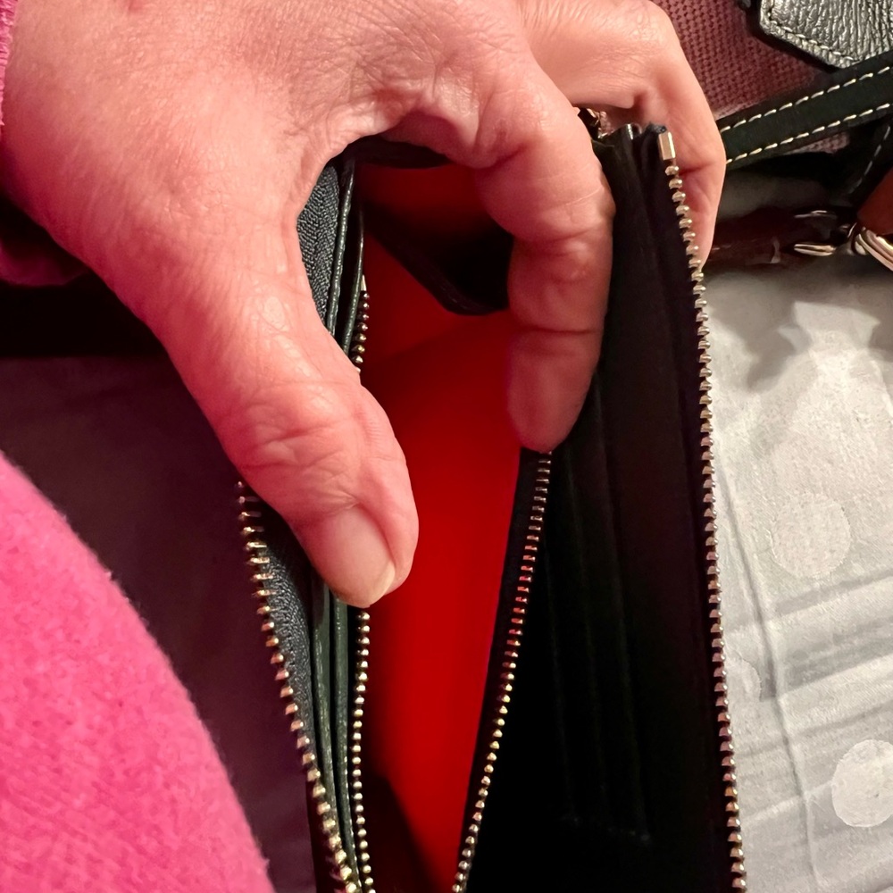 Dooney & Bourke Dark Green Saffiano Wallet with Tan Trim - Picture 5 of 5